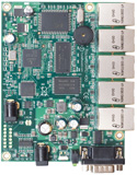 RB/450 RB450 Mikrotik RouterBOARD 450 with 300MHz Atheros AR7130 CPU, 32MB RAM, 5 10/100 ethernet ports, RouterOS L5