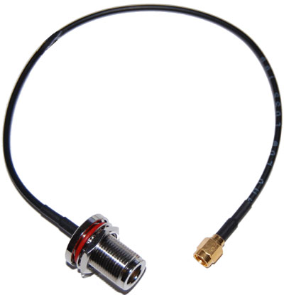 CA100-NFB-RSMAM-12 RP-SMA Male to N-Female bulkhead pigtail cable  12 inches (310mm) long