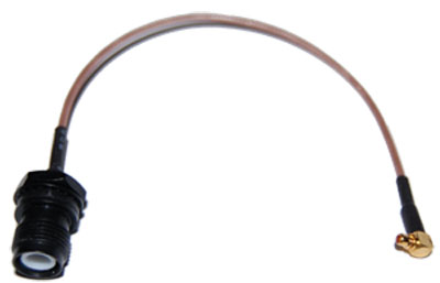 CA178-RTNCB-MMCX-6 Right Angle MMCX to RP-TNC Female bulkhead pigtail cable  6 inches (155mm) long for 3/8 inch hole