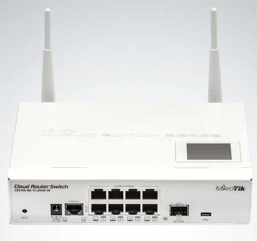 MikroTik Cloud Router Switch with eight PoE-out ports