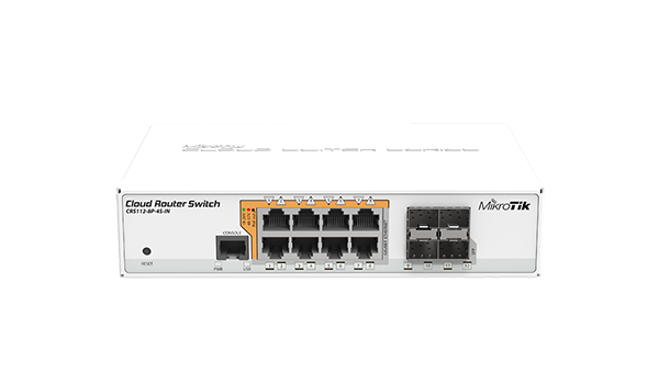 Mikrotik Cloud Router Switch CRS112-8P-4S - PoE out switch, 8 PoE out Gigbit Ethernet ports with 4 SFP cages in a desktop case - new!