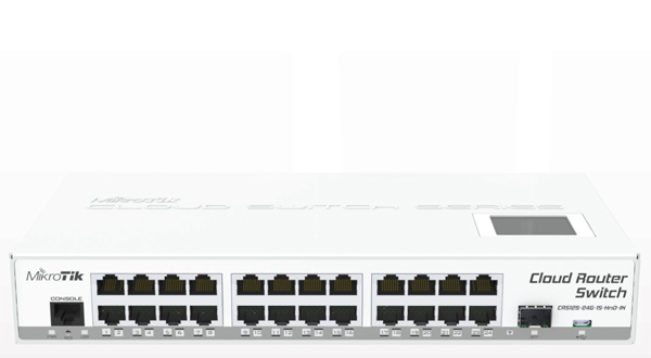 Mikrotik Cloud Router Switch CRS125-24G-1S-IN complete 1 SFP port plus 24 port 10/100/1000 layer 3 switch and router assembled with case and power supply - New!