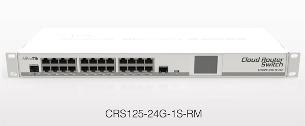 Mikrotik Cloud Router Switch CRS125-24G-1S-RM complete 1 SFP port plus 24 port 10/100/1000 layer 3 switch and router assembled with case and power supply - New!