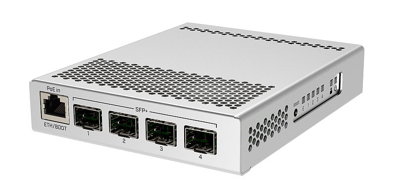 Mikrotik Cloud Router Switch CRS305-1G-4S+ complete 4 SFP+ ports plus 1 Gigabit Ethernet port layer 3 switch and router assembled in metal case with power supply - New!