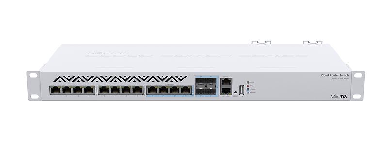 Mikrotik Cloud Router Switch CRS312-4C+8XG-RM 10 Gigabit data switch with 8-10G RJ45 Ethernet ports and 4 x 10G combo ports assembled in a rack mount metal case with dual power supplies - New!