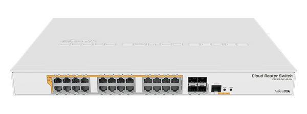 Mikrotik Cloud Router Switch CRS328-24P-4S+RM - PoE out switch, 24 PoE out Gigbit Ethernet ports with 4 SFP+ cages in a 1U rack mount case - New!