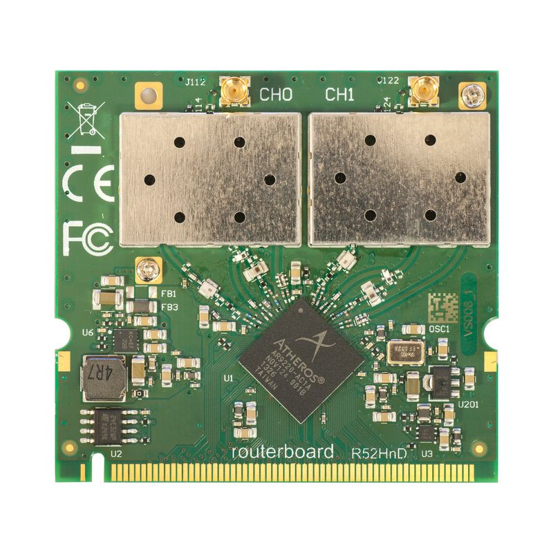 R52HnD Mikrotik 802.11a/b/g/n High Power 2x2 MIMO MiniPCI card - 400mw output Atheros chipset - New!
