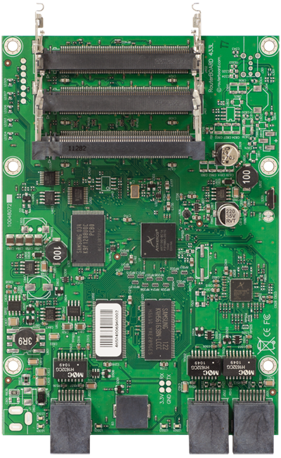 RB433L RB/433L Mikrotik RouterBOARD 433 with 300MHz Atheros CPU, 64MB DDR RAM, 3 LAN, 3 miniPCIe, NAND, RouterOS L4