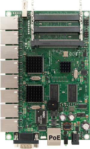 RB/493G RB493G Mikrotik RouterBOARD 493 with 680MHz Atheros AR7161 Network Processor, 256MB RAM, 9 Gigabit LAN, 3 miniPCI, USB, RouterOS L5 - New!