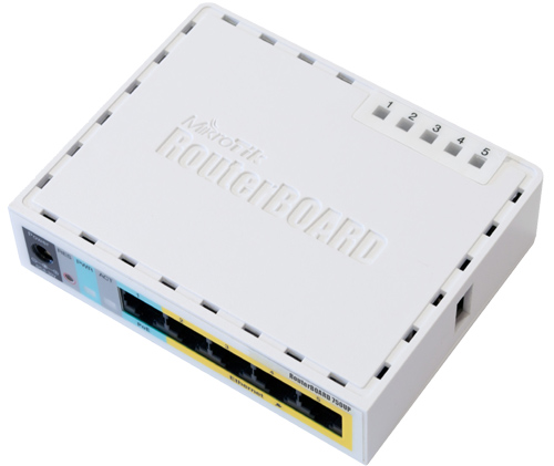 Mikrotik RouterBoard RB750UPr2  (hEX PoE lite) 5 port 10/100 switch and/or router with PoE output on ports 2-5 - New revision!