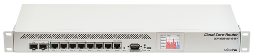 Mikrotik RouterBoard CCR1009-8G-1S-1S+ High Performance Cloud Core Router with 8-10/100/1000 ethernet ports, 1 SFP port, 1 SFP+ port, dual power supplies and RouterOS Level 6 license - New!