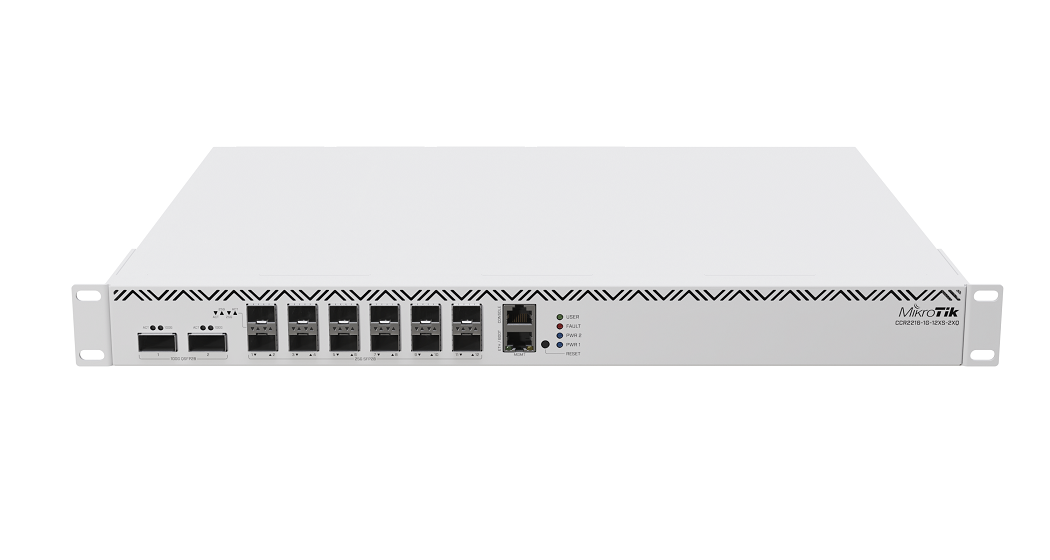 Mikrotik CCR2216-1G-12XS-2XQ with 16 cores running at 2.0 GHz, 16Gb of DDR4 RAM! - New!