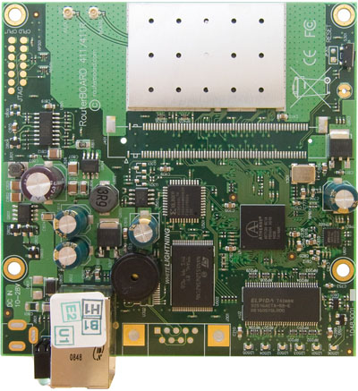 RB/411R RB411R Mikrotik RouterBOARD 411 with 300MHz AR7130 CPU, 32MB DDR RAM, 1 LAN,, 64MB NAND, RouterOS L3 and 100mW 802.11b+g radio