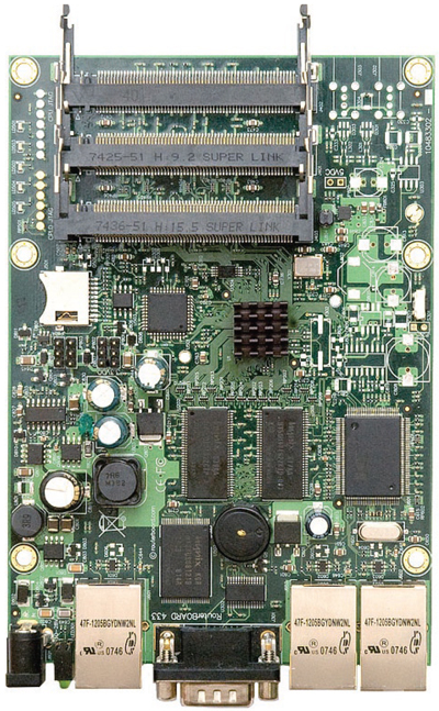 RB/433AH RB433AH Mikrotik RouterBOARD 433AH with Atheros AR7161 680MHz Network CPU, 128MB DDR RAM and RouterOS Level 5