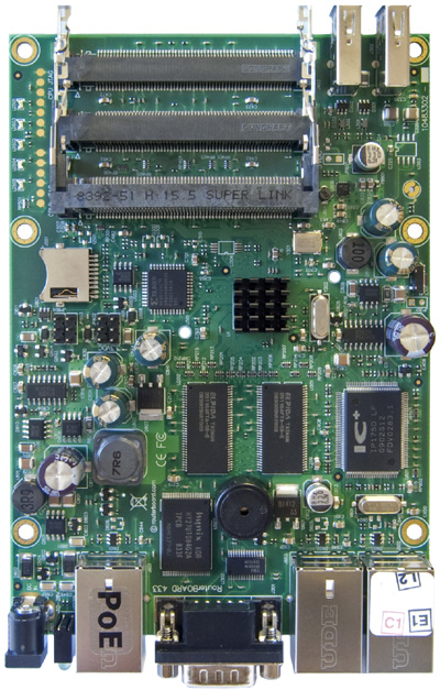RB/433U RB433UAH Mikrotik RouterBOARD 433UAH with Atheros AR7161 680MHz Network CPU, 128MB DDR RAM, USB and RouterOS Level 5