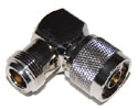 N Male to N Female Right Angle Adapter, Gold Plated Contacts
