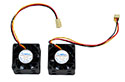 One pair of Mikrotik OEM 40x20 DC 12V 0.16A ball bearing replacement fans for Mikrotik RB1100AHx2 routers.