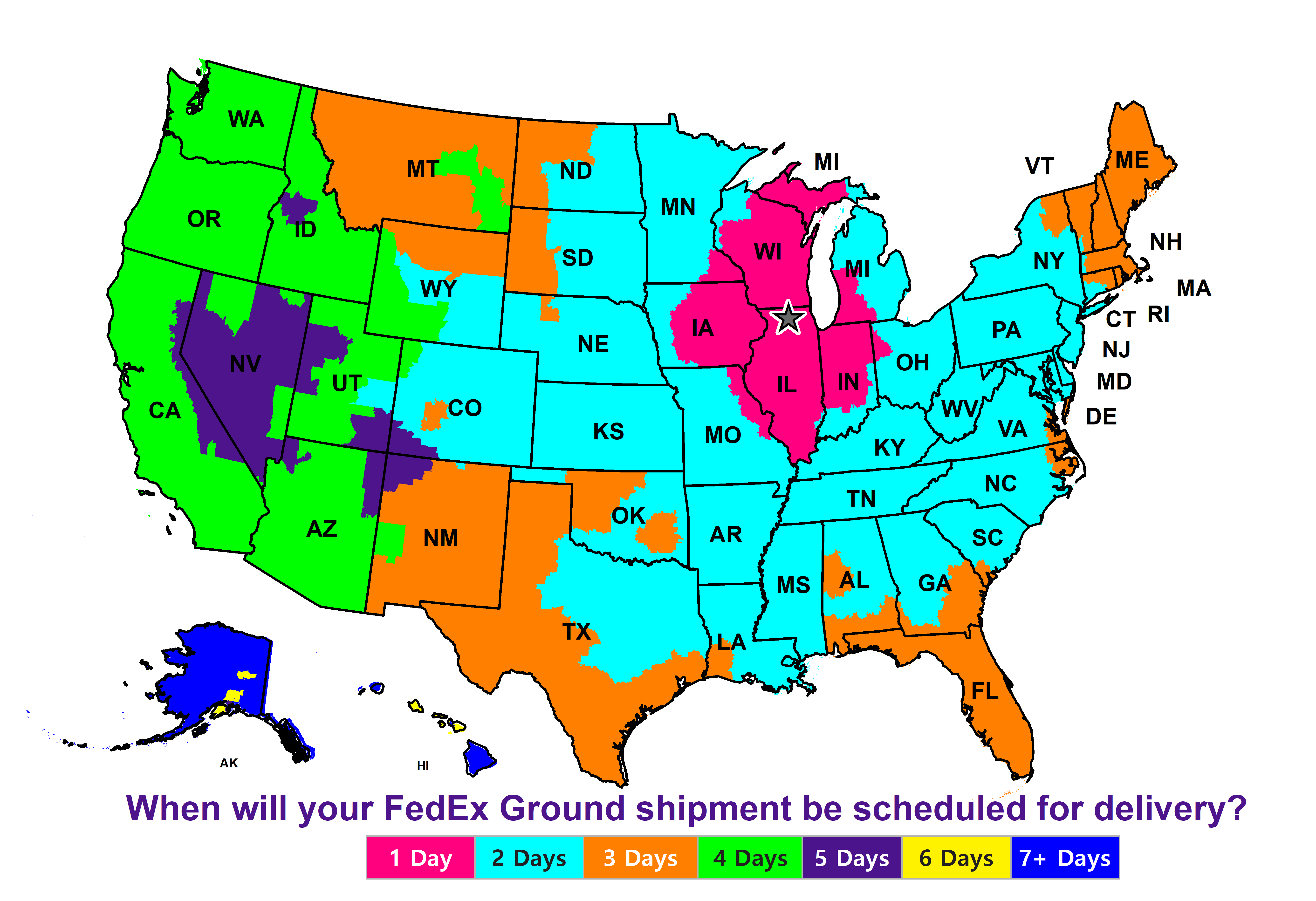 FedEx Ground Delivery Map