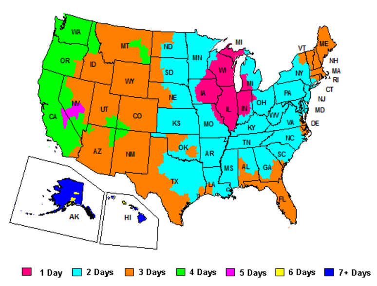 FedEx Ground Delivery Map